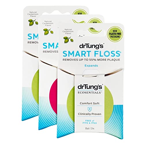 DrTung's Smart Floss - Natural Expanding Dental Floss | PTFE & PFAS Free, BPA Free, Gentle on Gums | Cardamom Flavor (3 Pack) | Perfect for Travel, Sensitive Teeth & Eco-Friendly Oral Care