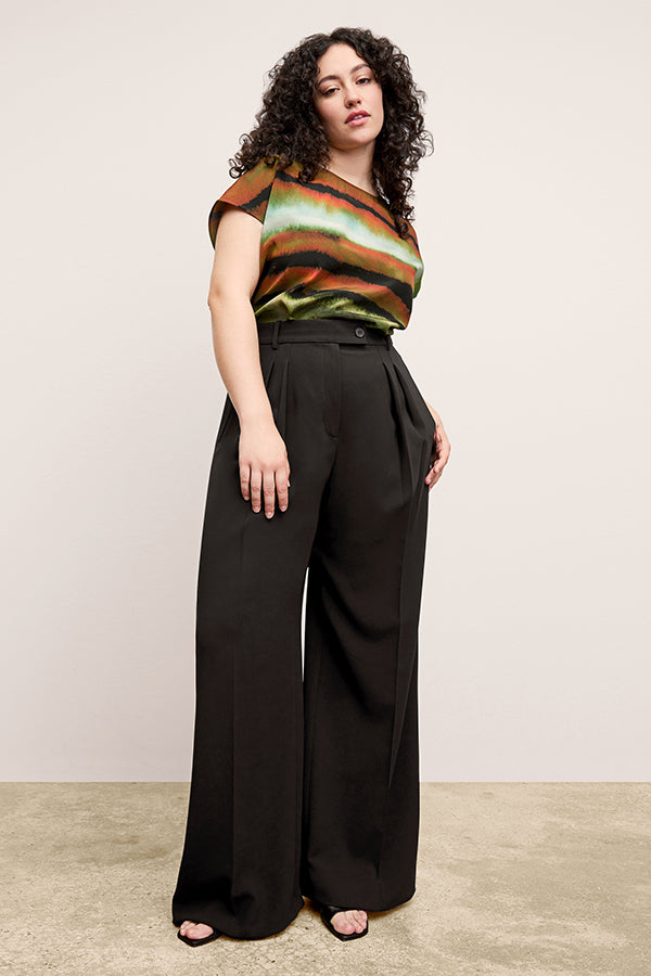 Bia Pleated Trousers for Women - Everyday Crease Resistant Black Dress Pants for Work & Office Wear