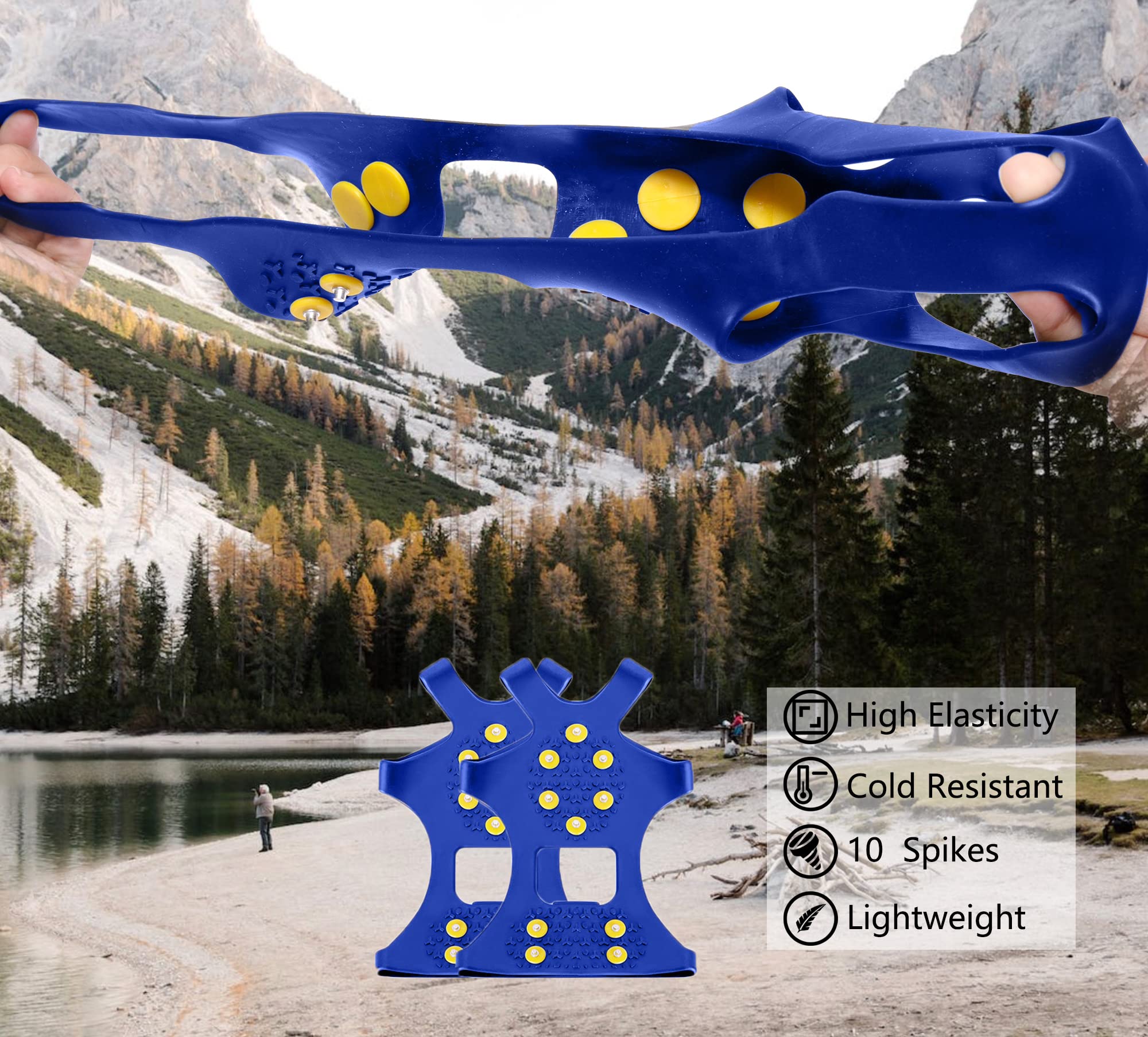 Ginsco Anti-Slip Ice Cleats for Winter Boots & Shoes - Traction Crampons for Men, Women & Kids - Perfect for Hiking, Walking, Jogging on Snow & Ice