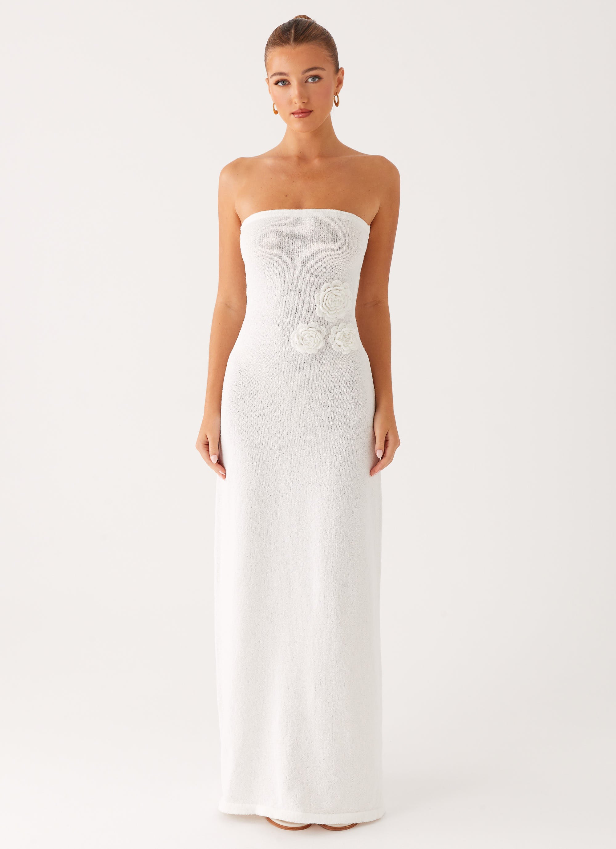 Arli Strapless Maxi Dress for Women - Elegant Ivory Long Formal Gown for Weddings, Parties & Special Occasions