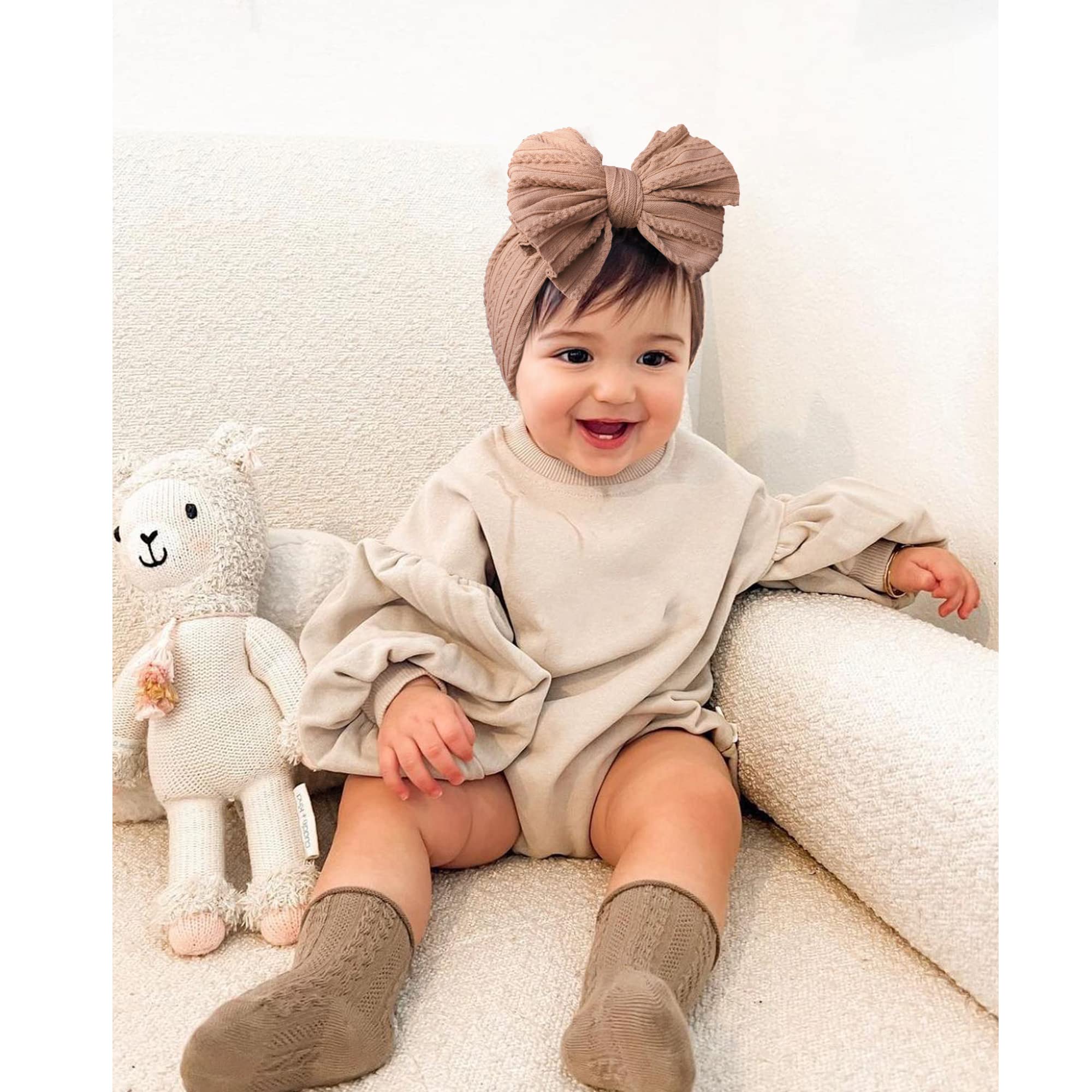 Handmade Baby Headbands - Soft Stretchy Nylon Hair Bands with Bows for Newborns, Infants & Toddler Girls (6-Pack) - Perfect for Photoshoots, Birthday Parties & Everyday Wear