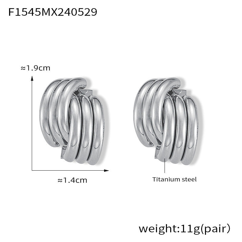 14K Gold Ribbed Triple Open Hoop Earrings for Women - Trendy Stud Earrings for Everyday Wear | Perfect for Work, Date Night & Special Occasions | F1545