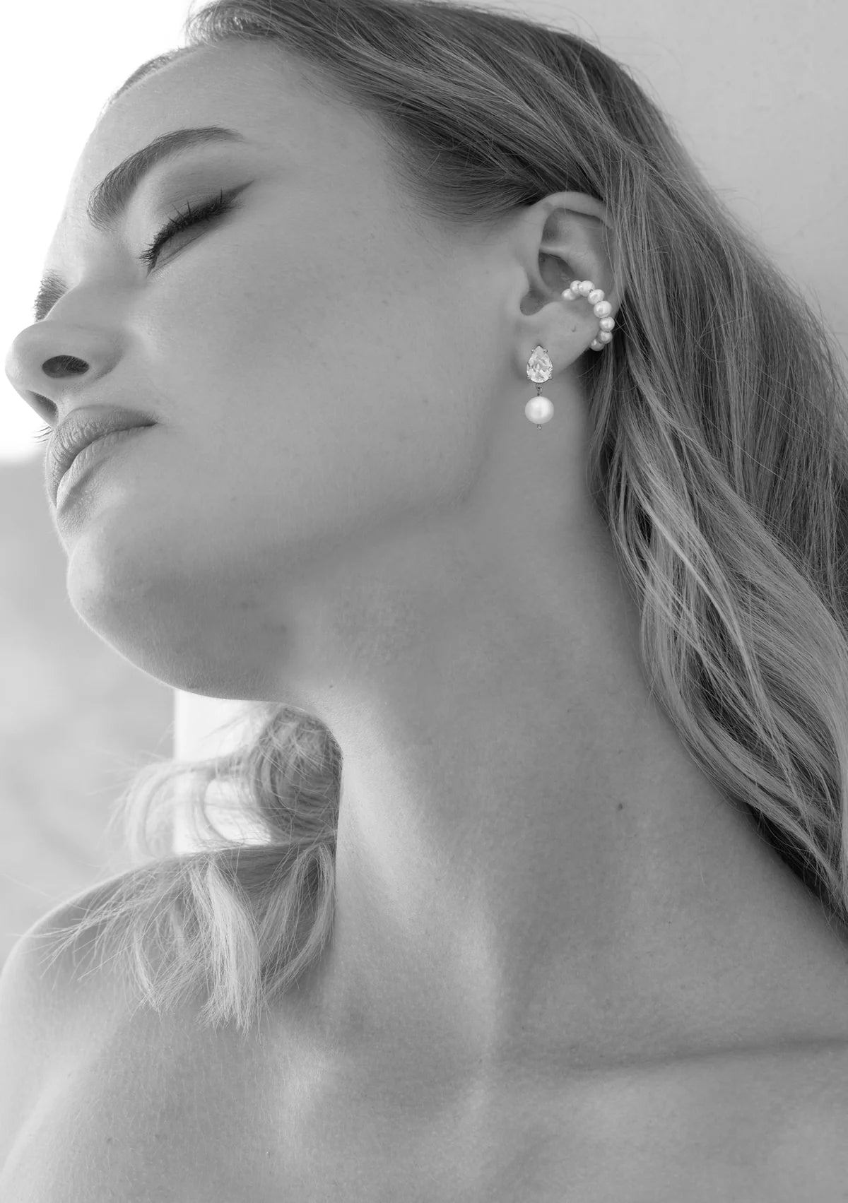 Lola Knight Sutton Pearl & Teardrop Crystal Earrings - Sterling Silver Dangle Earrings for Women, Elegant Jewelry Gift for Wedding, Party & Special Occasions