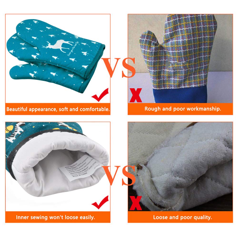 AYADA Heat Resistant Oven Mitts - Breathable Kitchen Gloves for Baking, Grilling, BBQ & Cooking - 1 Pair Cat Design - Perfect for Pizza, Cookies, Cakes & Hot Dish Handling