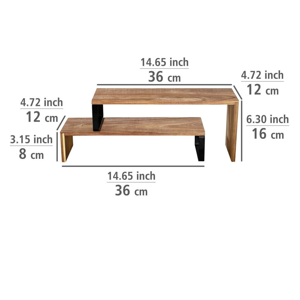 2-Tier Acacia Wood Kitchen Shelf Organizer - Pantry Storage Rack for Spices, Utensils & Small Appliances - Perfect for Countertop, Cabinet & Pantry Organization