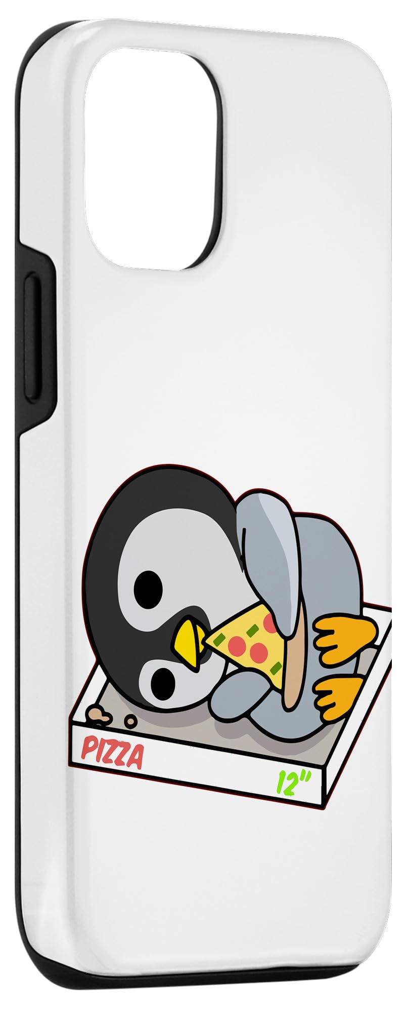 iPhone 12/12 Pro Cute Penguin Eating Pizza Phone Case - Funny Pizza Lovers Gift - Perfect for Pizza Enthusiasts & Penguin Fans - Great for Everyday Use, Gifts & Themed Parties