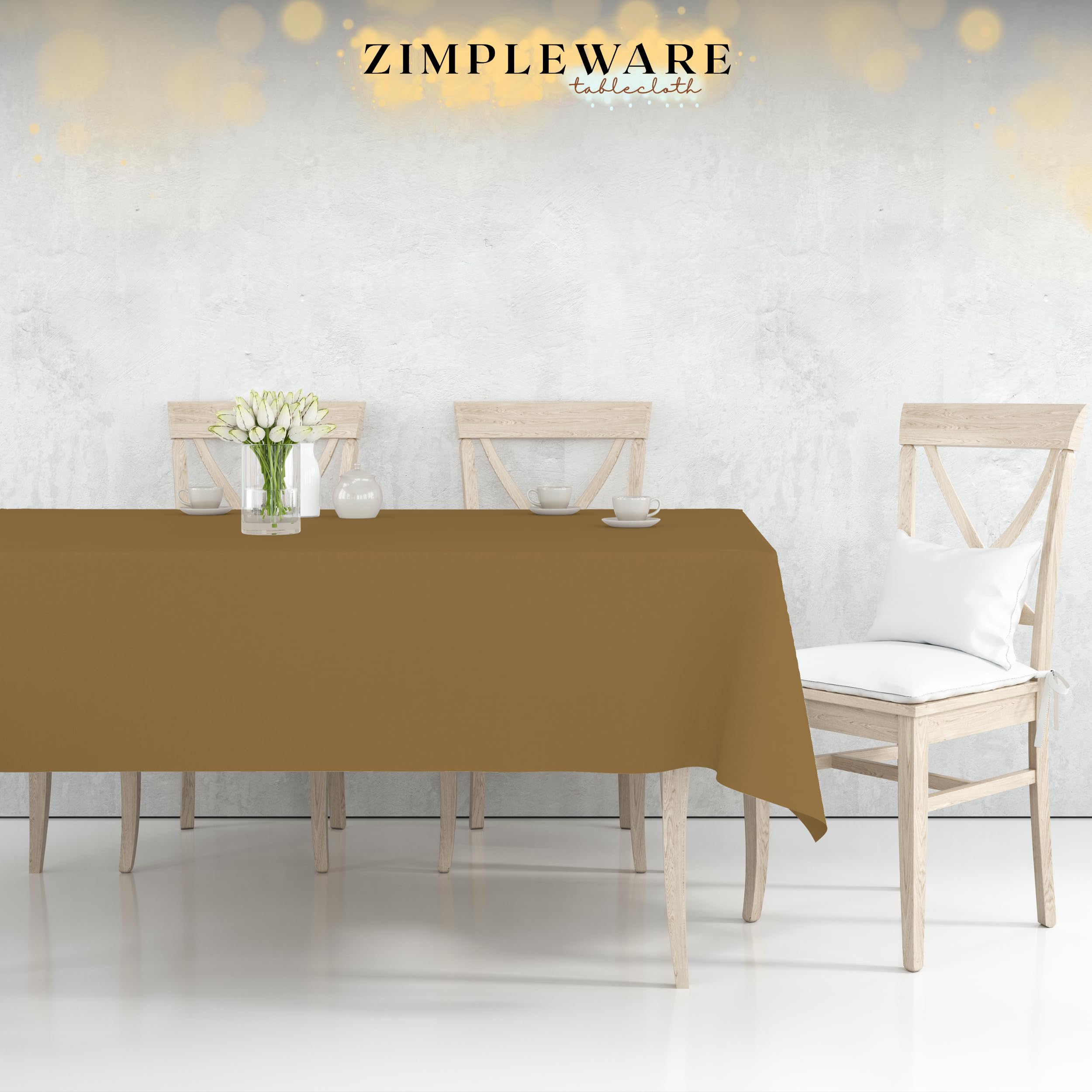 Premium Gold Disposable Plastic Tablecloth (6 Pack) - 54 x 108 Inch Rectangle Table Cover for Parties, Events & Dining - Fits 6ft to 8ft Tables - Waterproof & Easy Clean - Ideal for Birthday Celebrations, Weddings & Holiday Gatherings