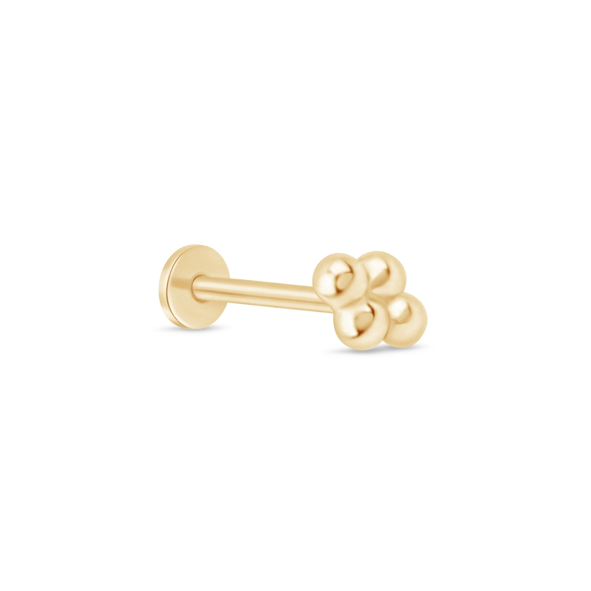 14K Yellow Gold Bead Cluster Flat Back Stud Earrings - Elegant & Dainty Jewelry for Everyday Wear, Parties & Special Occasions