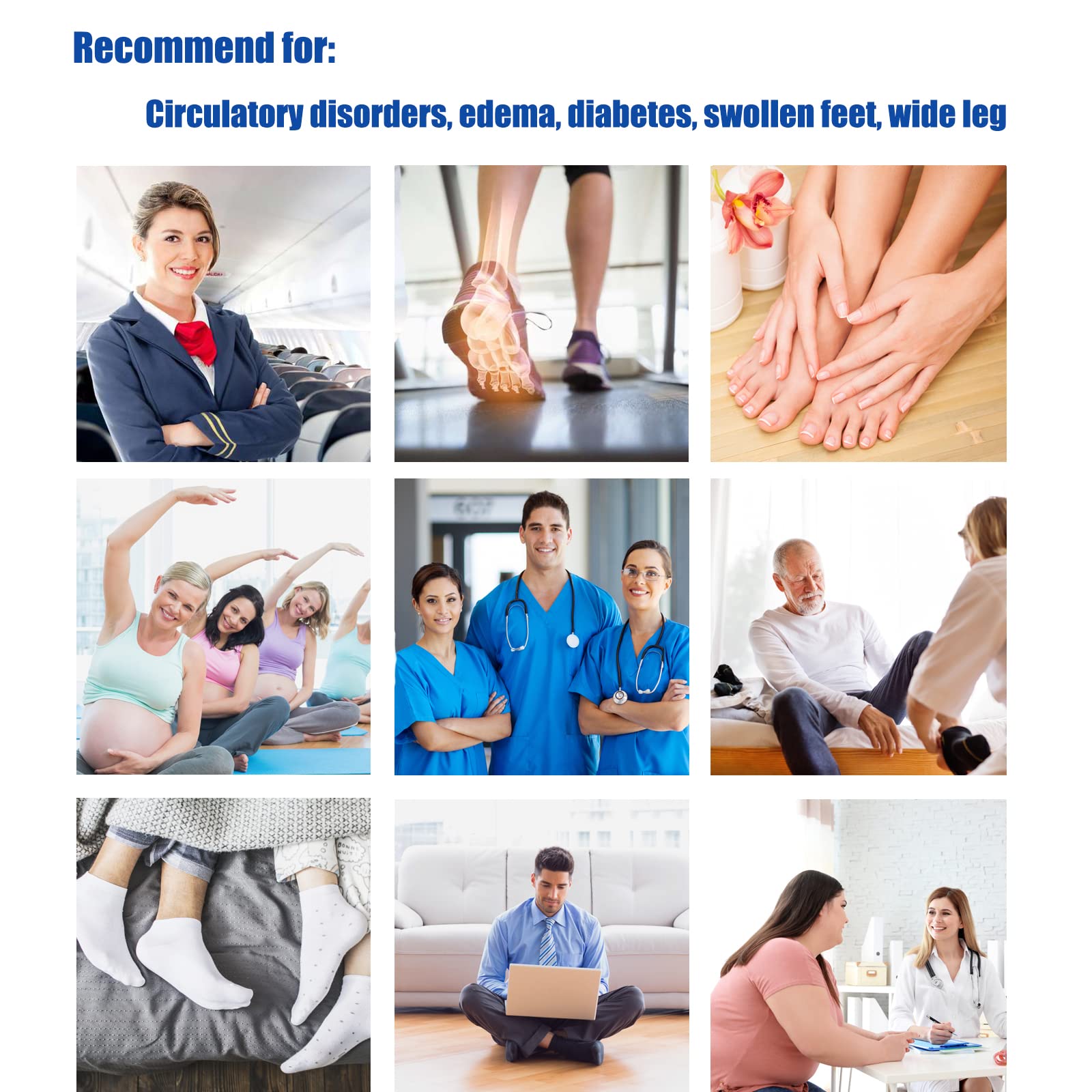 Non-Binding Over the Knee Diabetic Socks for Men - 4 Pairs Circulation Socks with Cushioned Sole for Comfort & Blood Flow - Ideal for Diabetes, Swelling & Daily Wear