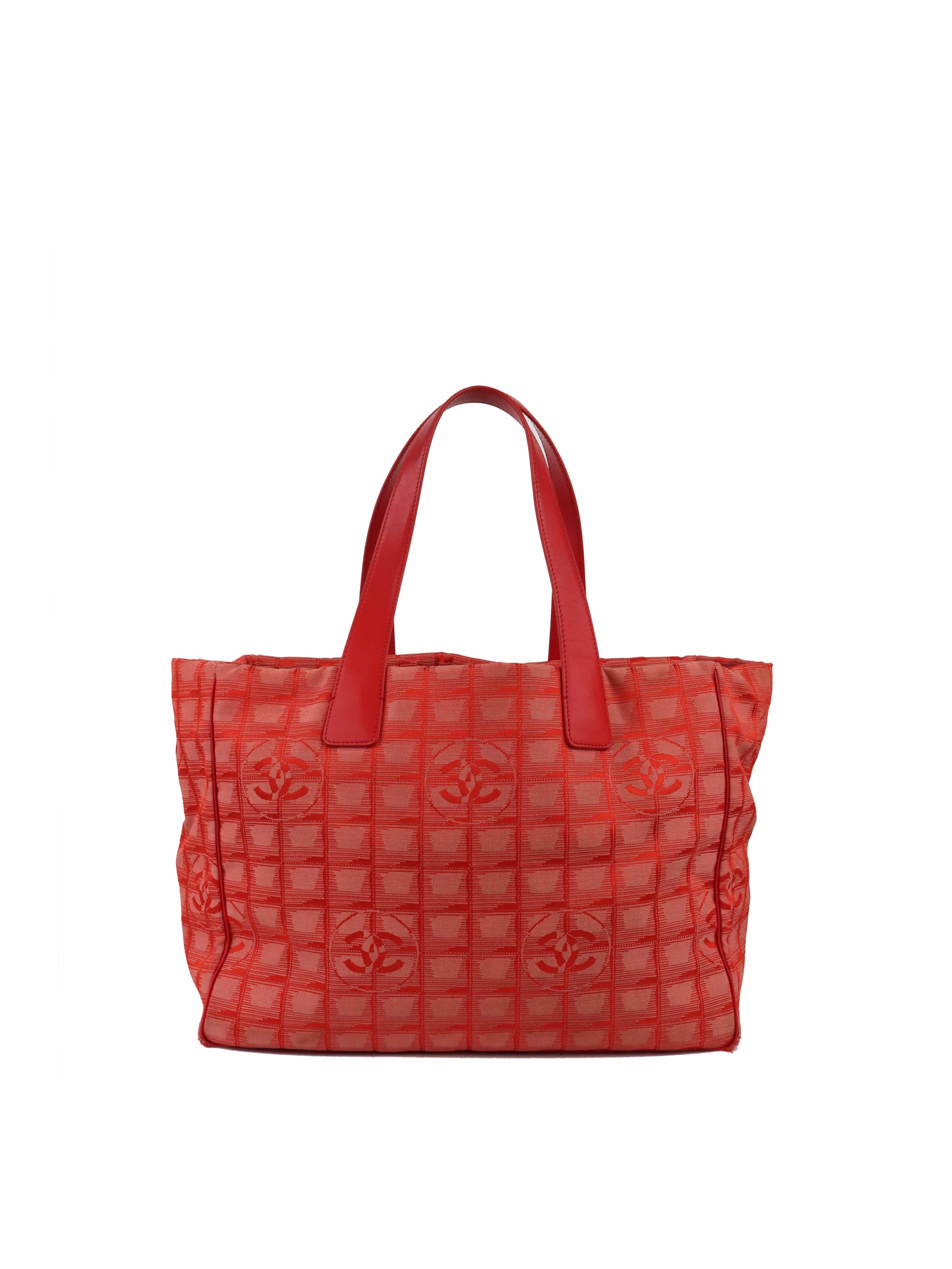 Vintage Chanel Red Canvas Tote Bag - Classic Luxury Handbag for Women, Perfect for Travel, Shopping & Everyday Use
