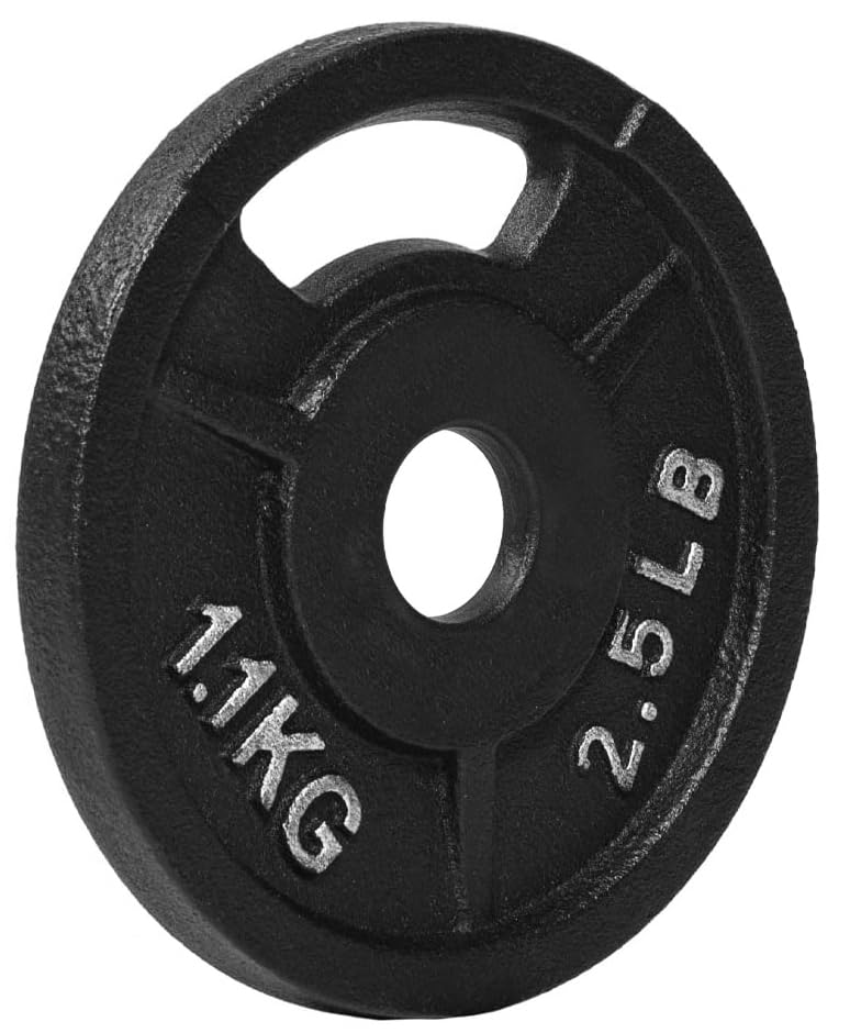Signature Fitness Standard 1-Inch Cast Iron Weight Plates - Strength Training & Weightlifting Equipment for Home Gym, CrossFit, and Powerlifting Workouts