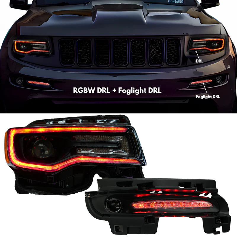 Jeep Grand Cherokee Multicolor DRL Boards (2014-2021) - LED Daytime Running Lights for Enhanced Visibility & Style - Perfect for Off-Roading & Night Driving