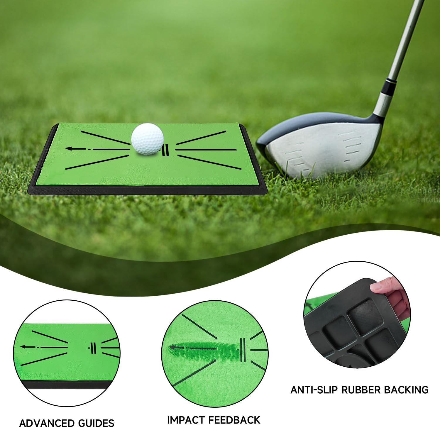 COOLMOON Golf Training Mat with Swing Path Detection - Advanced Swing Tracker Mat with Rubber Backing for Indoor/Outdoor Practice | Perfect for Home, Driving Range & Backyard Golf Training