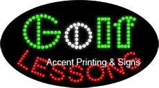 Golf Lessons LED Sign - Flashing & Animated Light Up Display for Driving Ranges & Pro Shops - High Impact, Energy Efficient Advertising