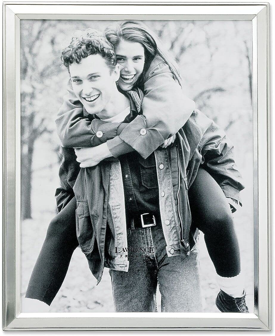 Lawrence Frames Brushed Silver Plated 4x6 Metal Picture Frame with Shiny Inner Edge - Elegant Photo Display for Home, Office & Gifts (750146)