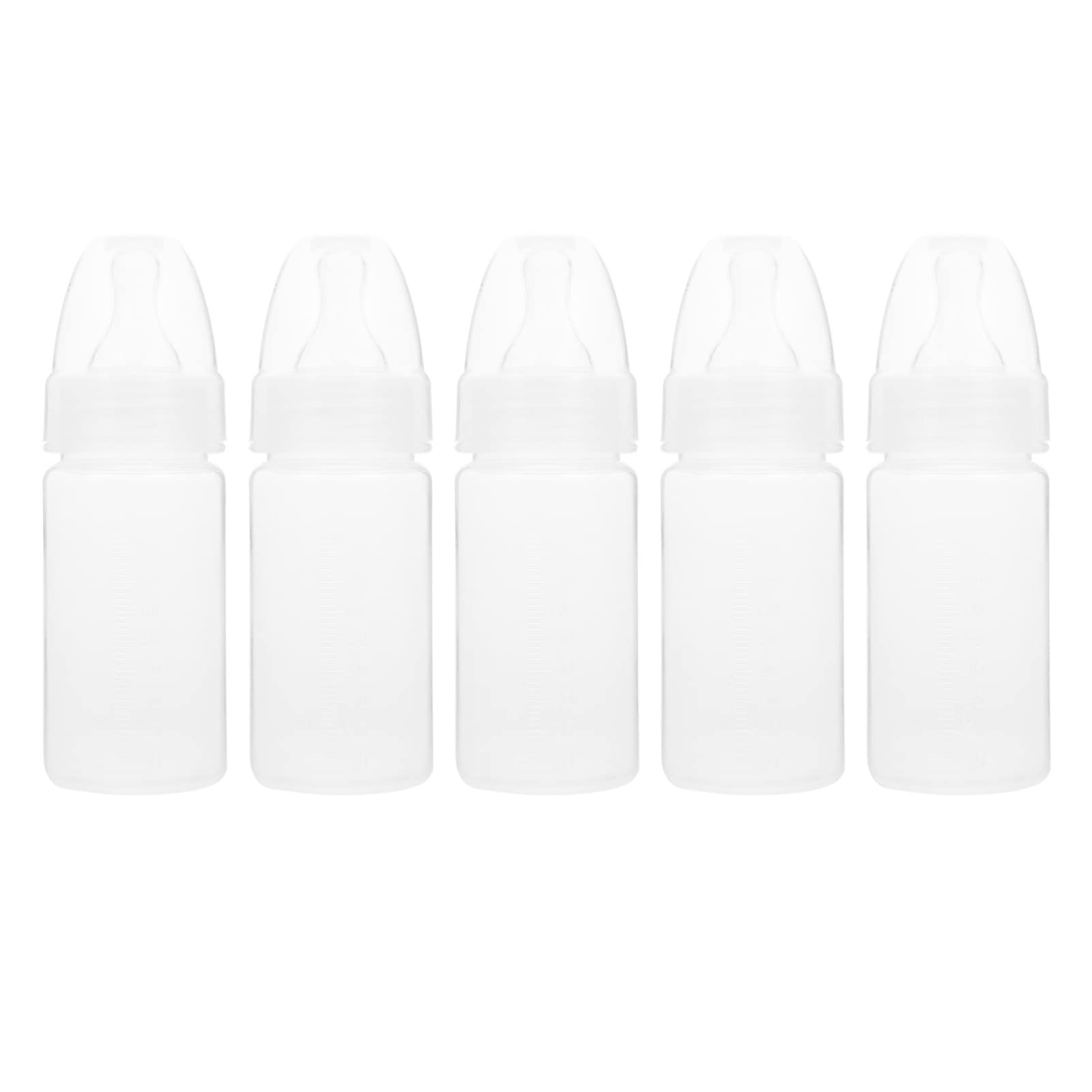 EXCEART 5Pcs Disposable Baby Bottles with Nipple - Clear Scale Newborn Milk Powder Bottles for Infants (White) | Perfect for Travel, Daycare & On-the-Go Feeding