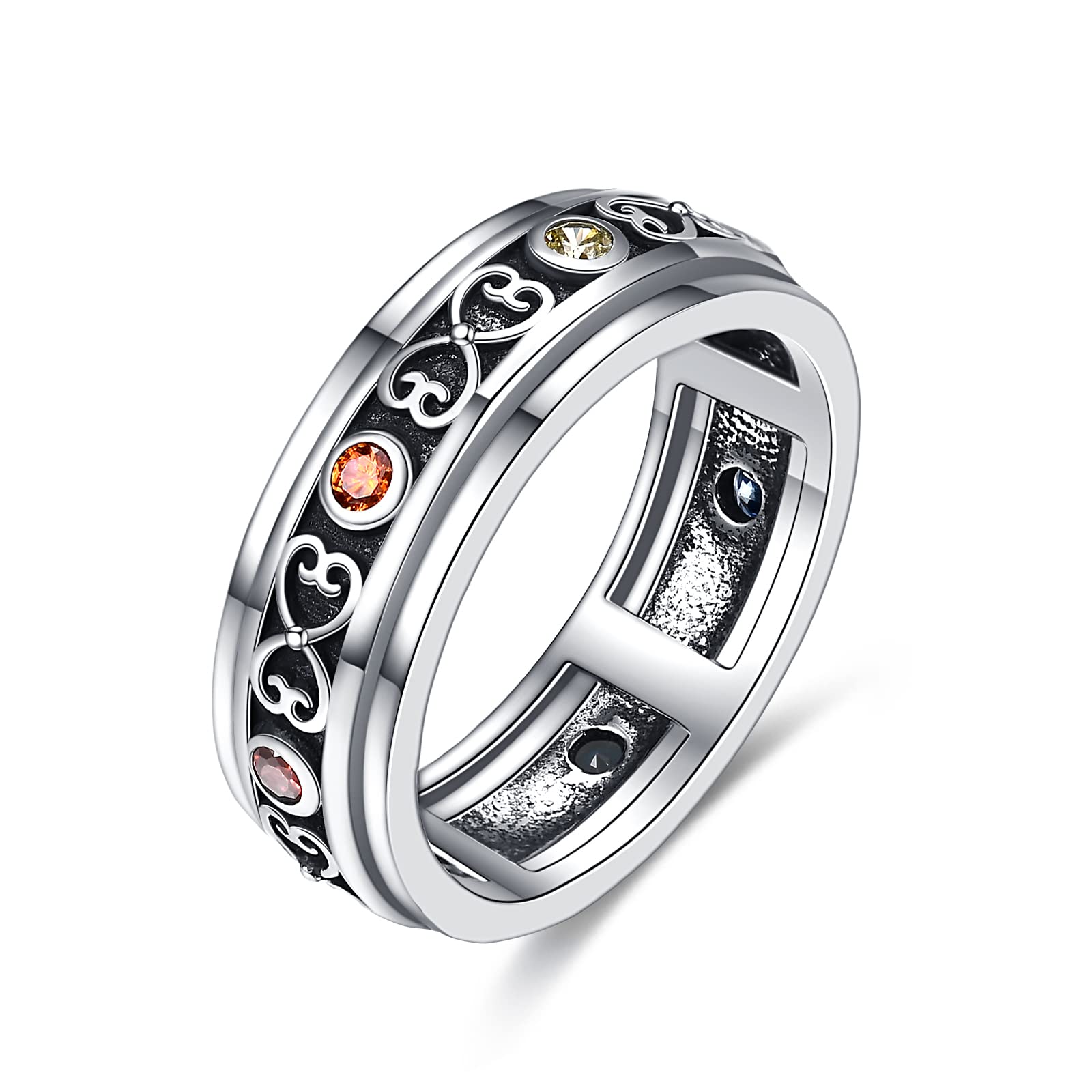 Anxiety Relief Fidget Rings for Women - Sterling Silver Chakra CZ Rings for Stress & Focus | Perfect for Meditation, Office Work & ADHD Therapy