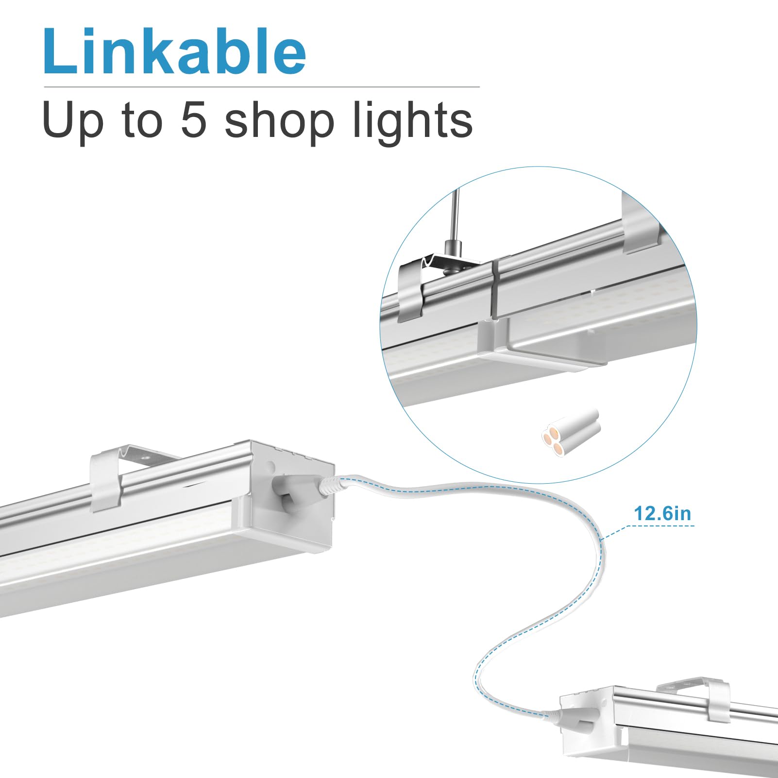 4FT 2.5inch 72W Linkable LED Shop Lights - 8 Pack, 10000LM 100-277V Garage Lighting with 5ft On/Off Switch, 5000K Daylight White, Plug and Play (Hanging/Flush Mount) - Perfect for Workshops, Garages, Warehouses & Commercial Spaces
