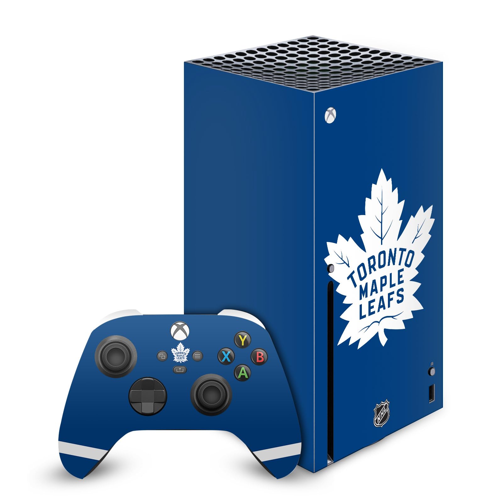 Official NHL Licensed Toronto Maple Leafs Vinyl Skin Sticker Bundle for Xbox Series X Console & Controller - Perfect for Gaming Enthusiasts & Sports Fans, Ideal for Customizing Your Gaming Setup at Home or Tournaments
