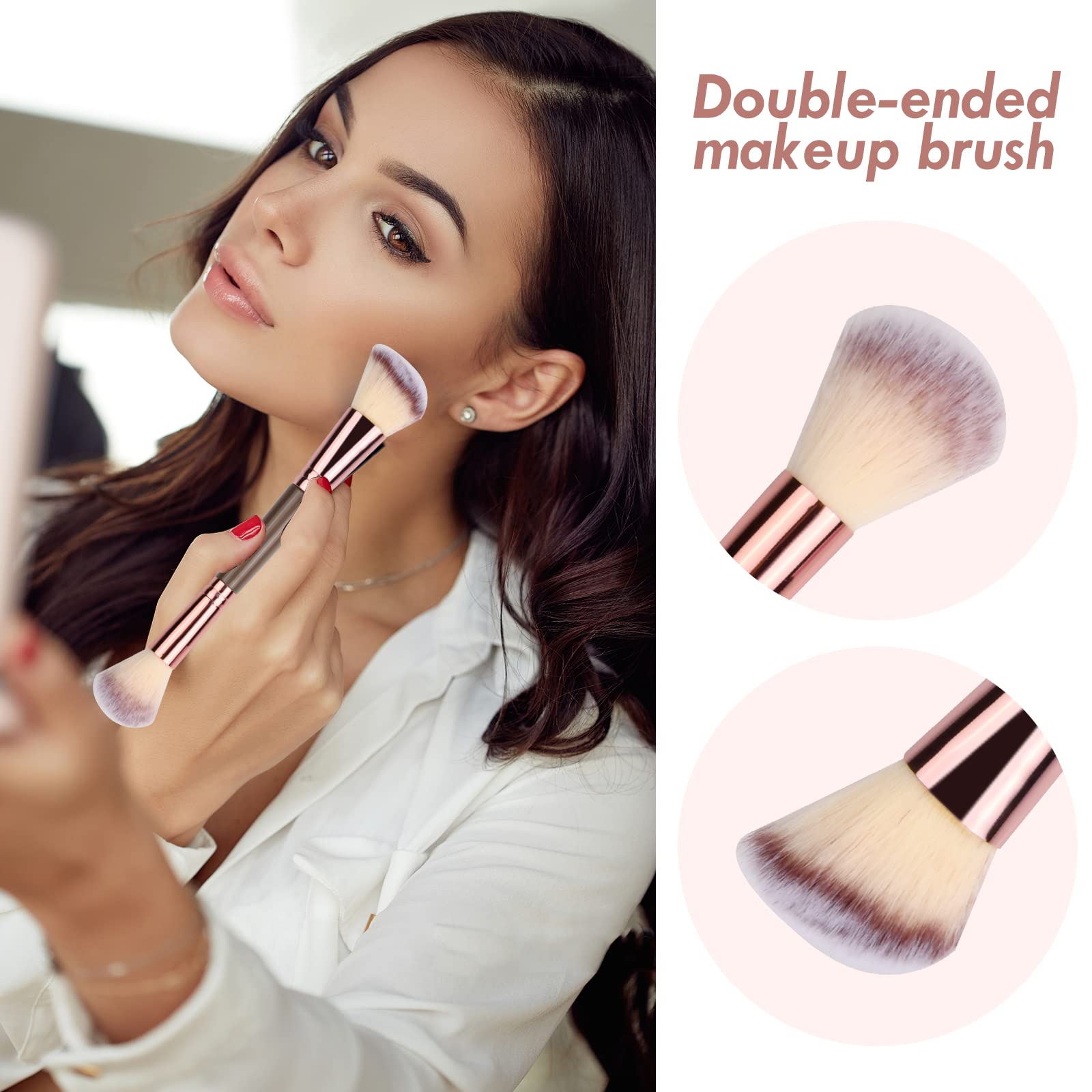 Hoxfly Double Ended Makeup Brush - Soft Dense Bristles for Foundation & Contouring | Perfect for Blush, Highlight & Concealer Application
