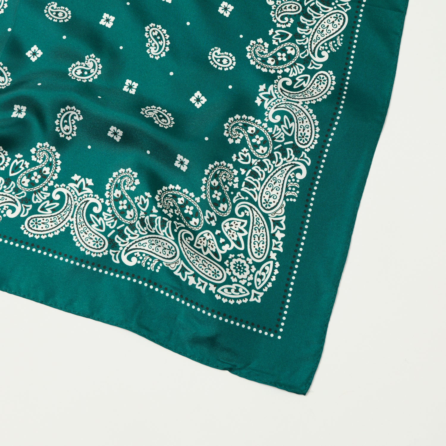 Anonymous Ism Paisley & Dots Silk Bandana Scarf - Moss Green Fashion Accessory for Women & Men | Perfect for Headwear, Neckwear, Hair Accessories and Boho Style Outfits