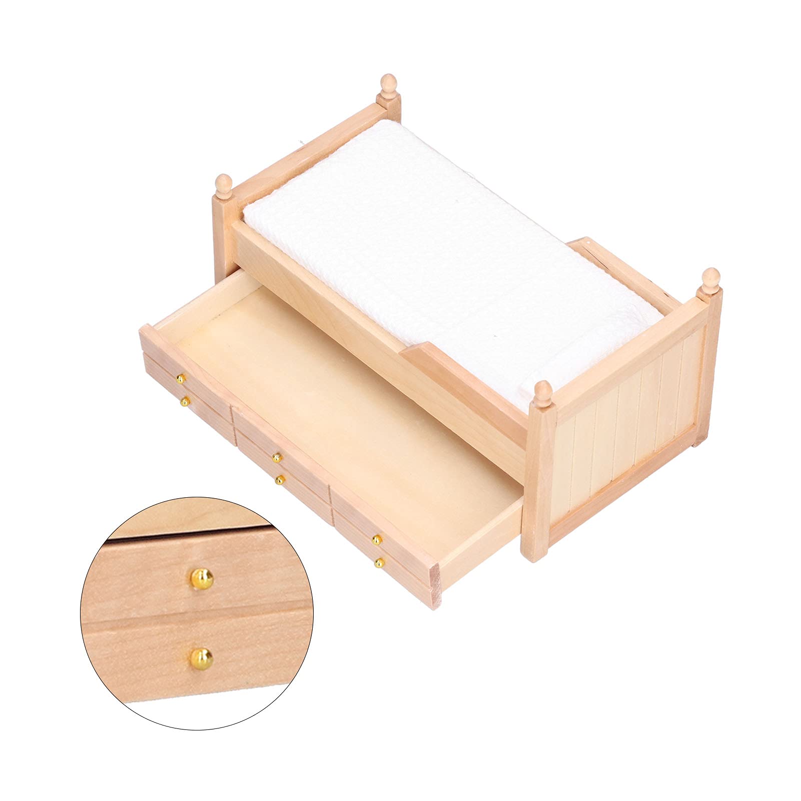 1/12 Scale Mini Baby Doll Bed - Elegant Birch Wood Dollhouse Furniture with Full Accessories | Perfect for American Girl Dolls, Barbie & Collectible Dolls | Ideal for Playrooms, Nursery Decor & Dollhouse Displays