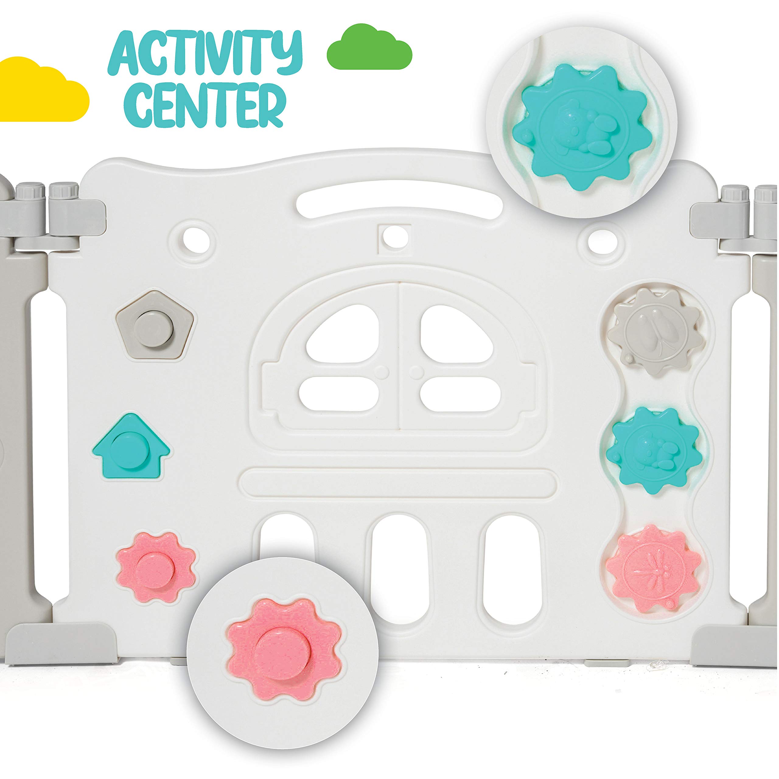 Play22 Foldable Baby Playpen 14 Panel - Safe Kids Activity Center with Adjustable Shape - Indoor/Outdoor Play Yard for Toddlers & Infants - Perfect for Home, Nursery, Daycare or Backyard Playtime