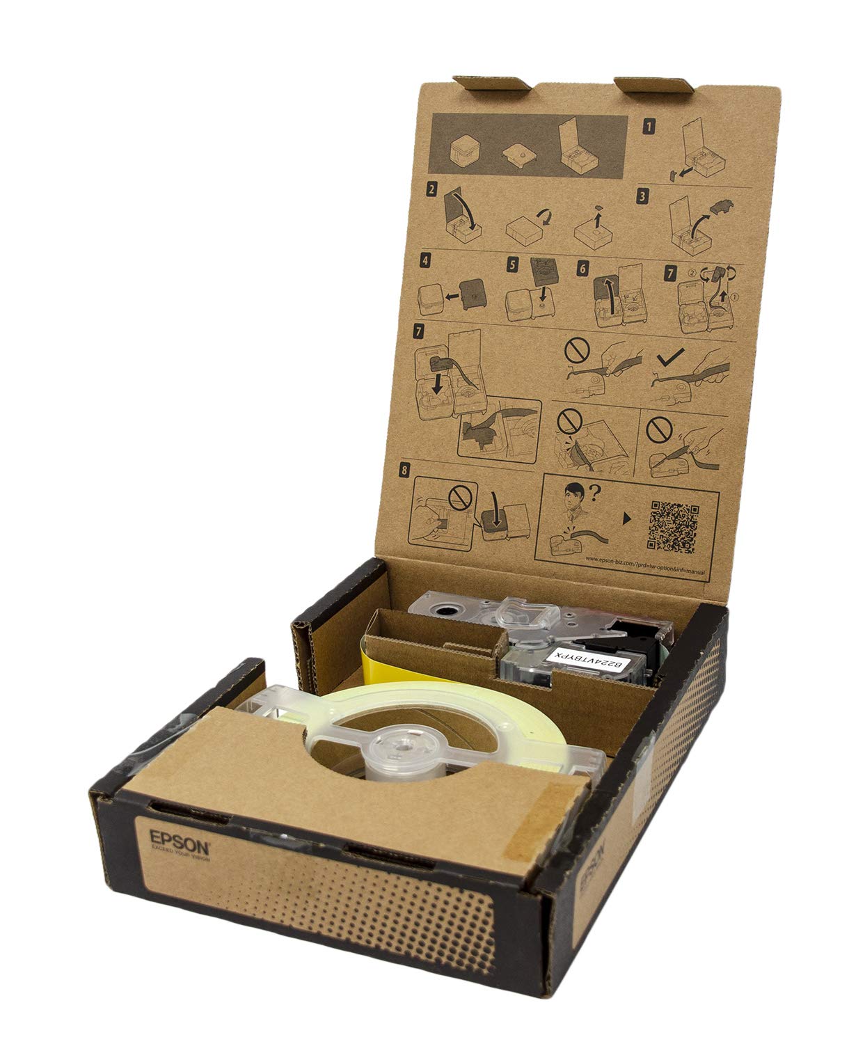 Epson LABELWORKS PX B224VTBYPX Bulk Continuous Vinyl Tape - Black on Yellow, 1
