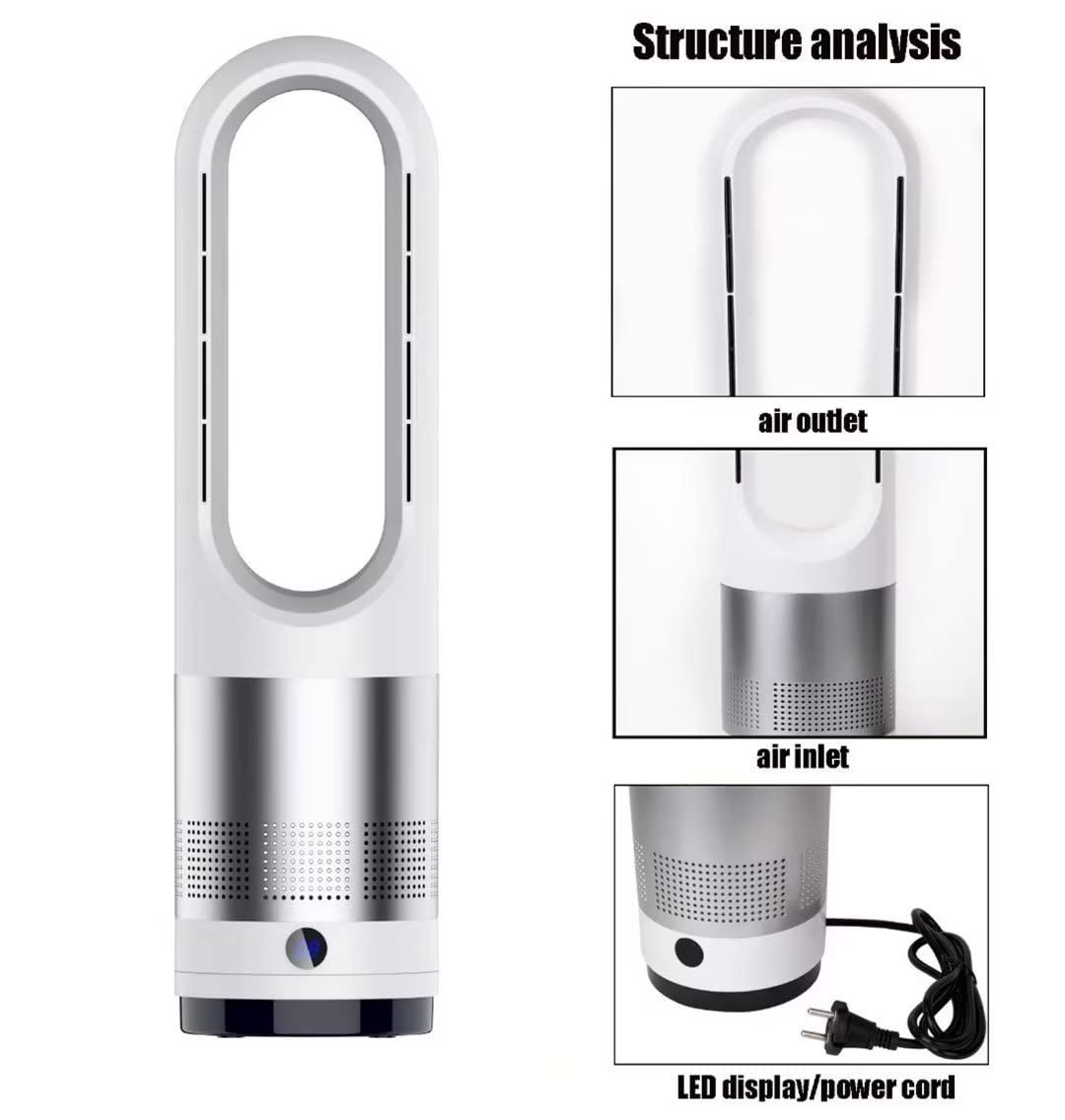 1400W Bladeless Heater Fan & Tower Fan - 8 Speed Adjustable, 80° Oscillating Air Circulator with Remote Control, LED Display & Silent 8-Hour Timer - Perfect for Home, Office, and Bedroom Cooling & Heating