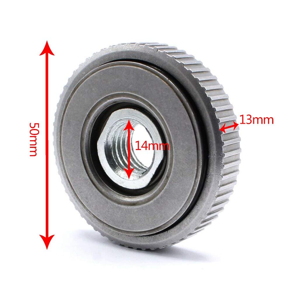 M14 Quick Release Flange Nut for Angle Grinder - Self Tightening Quick Clamping Fast Locking Nut Kit Compatible with Dewalt, Milwaukee, Bosch (Grey Silver) - Perfect for Metal Cutting, Grinding & Polishing Projects