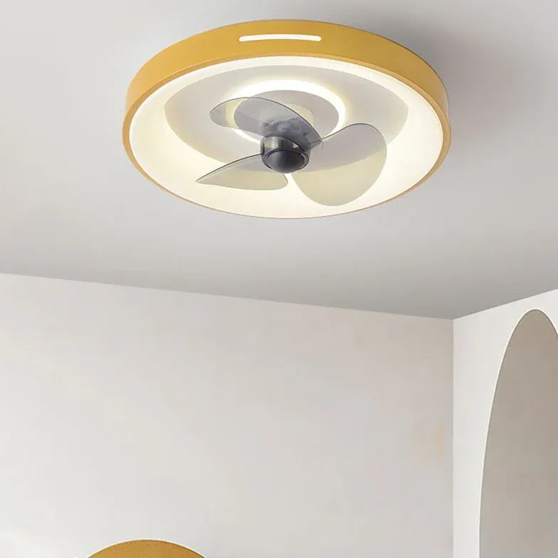 Square 3-Blade Ceiling Fan with LED Light Kit - Modern Low Profile Flush Mount for Bedroom, Living Room & Office