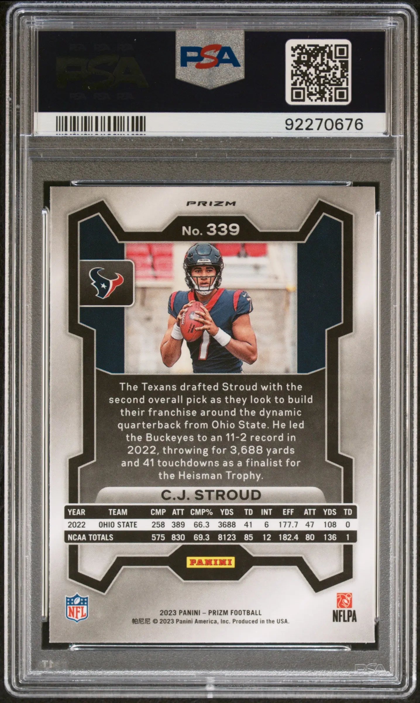 2023 Panini Prizm Football CJ Stroud Rookie Card Green Wave Prizm PSA 10 Gem Mint #339 - Perfect for Collectors, Investors & Sports Fans Display