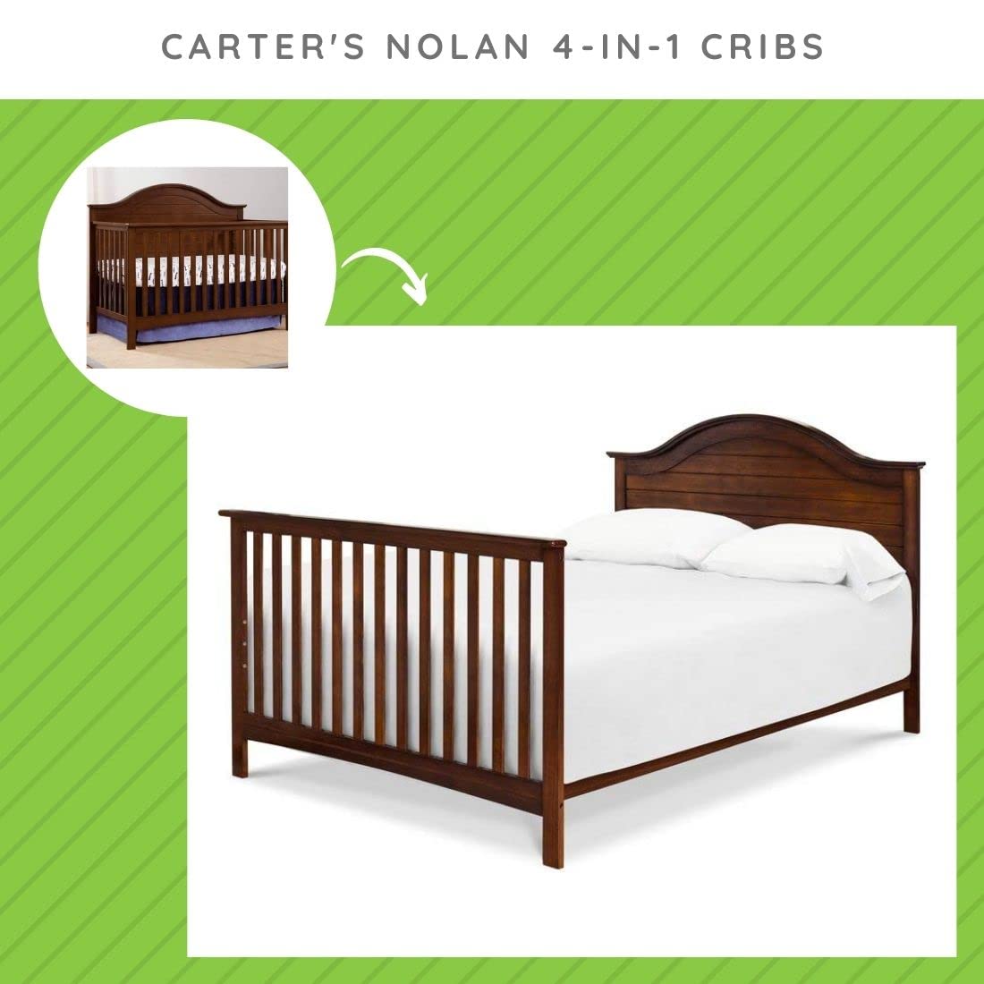 Full-Size Conversion Kit Bed Rails for DaVinci Carter's Cribs - Espresso Finish | Toddler Bed Safety Rails | Perfect for Nursery to Big Kid Room Transition