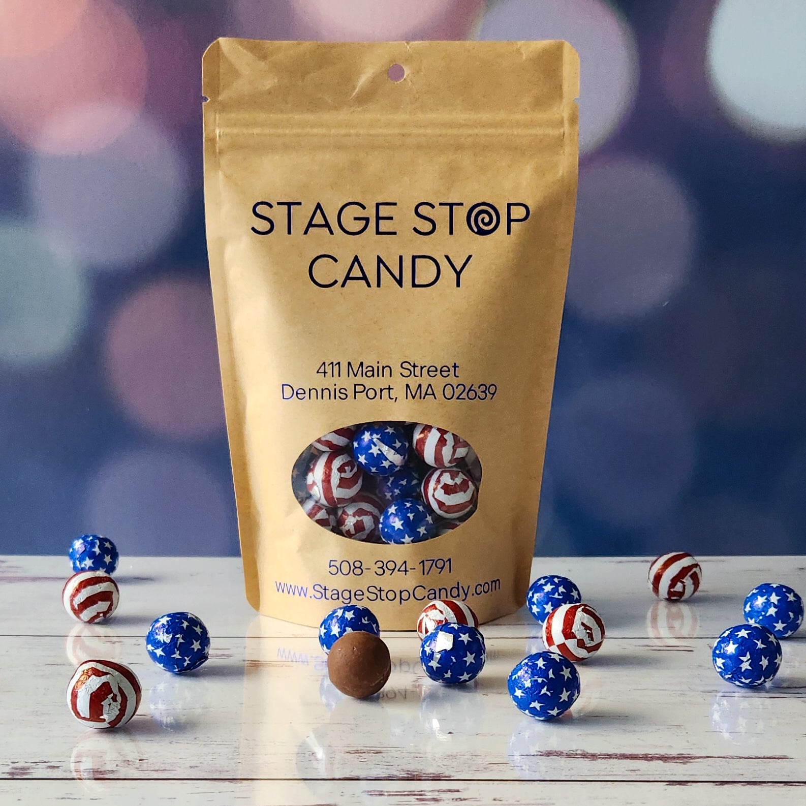 Stars and Stripes Foiled Milk Chocolate Balls - Patriotic American Treats for Holidays, Parties & Gift Giving