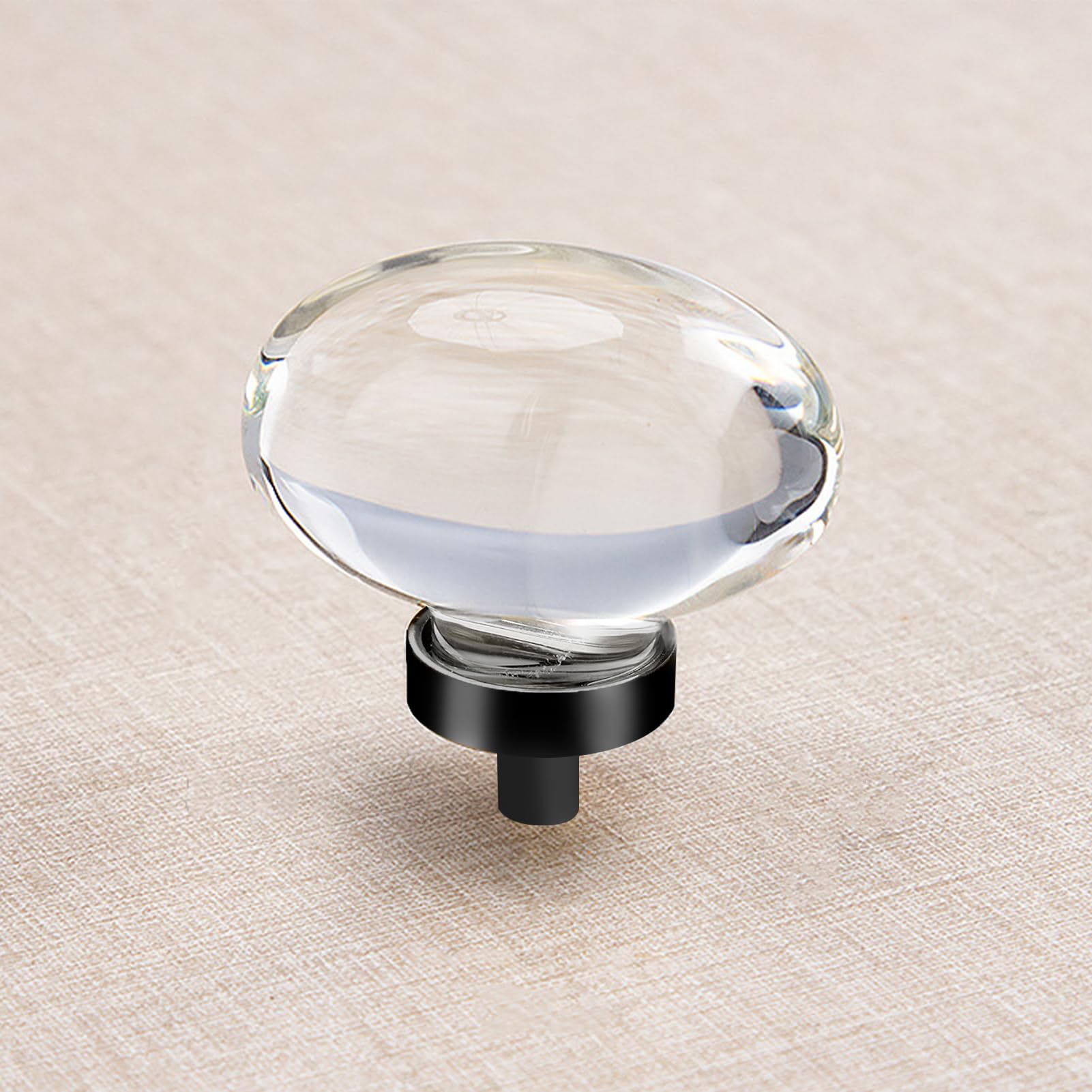 4 Pack Oval Crystal Cabinet Knobs - Matte Black Egg Shape Drawer Pulls for Kitchen, Dresser & Bathroom - Elegant Hardware for Cabinets, Furniture & Home Decor