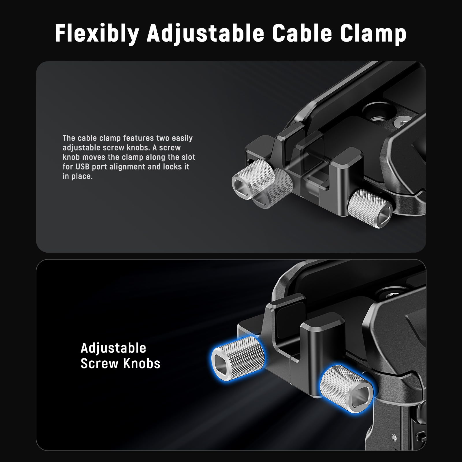 NEEWER SSD Holder 40-65mm Quick Release Bracket Mount with Cable Clamp - Compatible with SmallRig Phone Cage, iPhone 16 Pro Max/15 Pro Max, Samsung S24 Ultra, T9/T7/T5 SSD & SanDisk - Perfect for Vlogging, Photography & Video Production