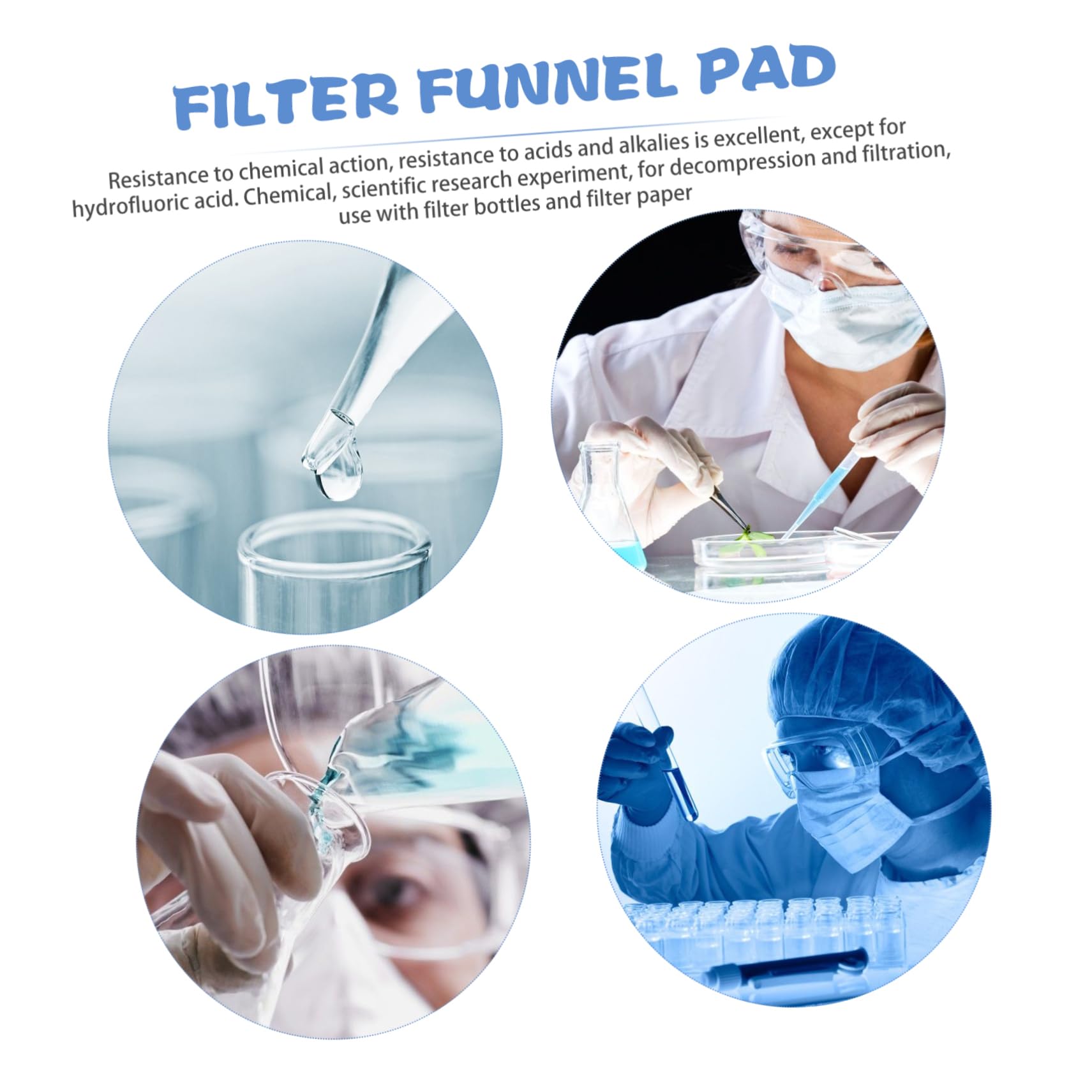 5pcs Lab Filter Funnel Set with Elastic Flask Adapter, Glass Stand & Suction Pad - Durable Filtration Apparatus for Chemistry Experiments & Scientific Research