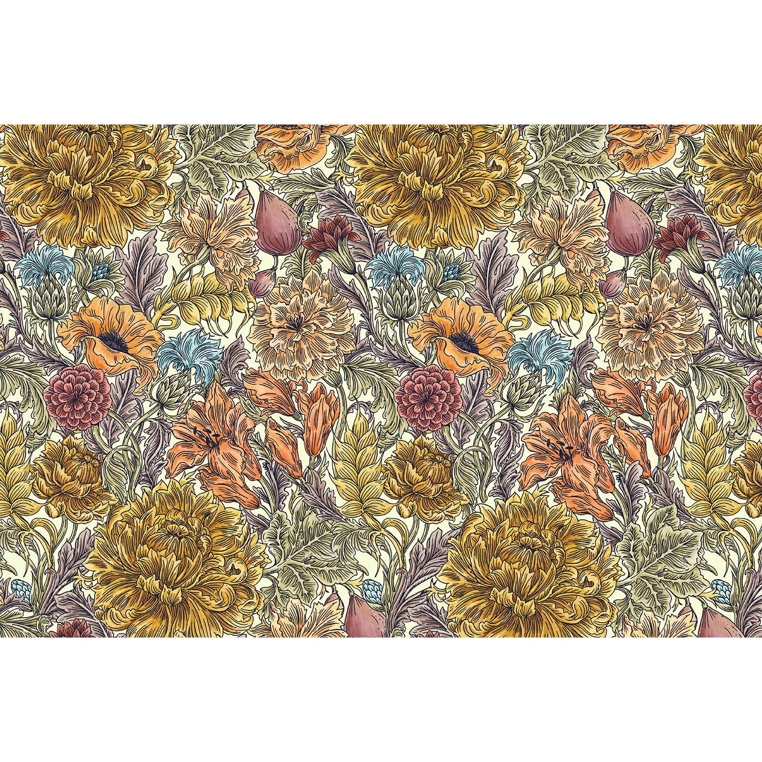 Elegant Autumn Acanthus Leaf Placemats Set of 4 - Waterproof Table Mats for Fall Dining Decor, Thanksgiving Dinner, and Seasonal Home Decorating