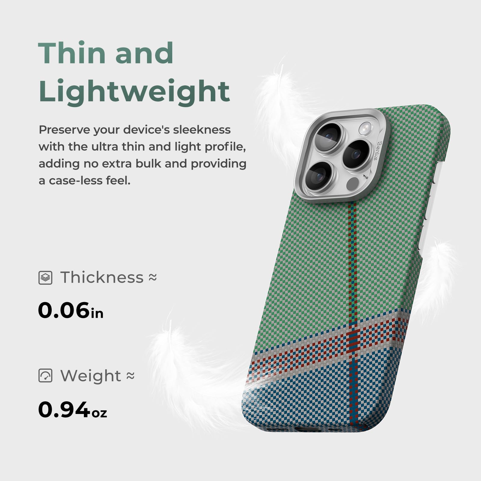 BENKS iPhone 16 Pro Case with MagSafe Compatibility - Kevlar 600D Aramid Fiber Slim Protective Cover for iPhone 16 Pro | Ultra Lightweight Minimalist Design | Perfect for Daily Use, Travel & Outdoor Activities