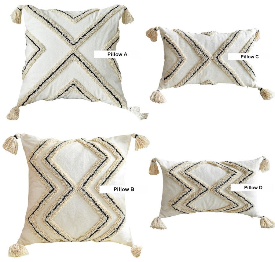 Modern Geometric Square Throw Pillows for Couch - Beige Decorative Cushion Covers - Contemporary Home Decor Accent Pillows for Living Room, Bedroom & Interior Design