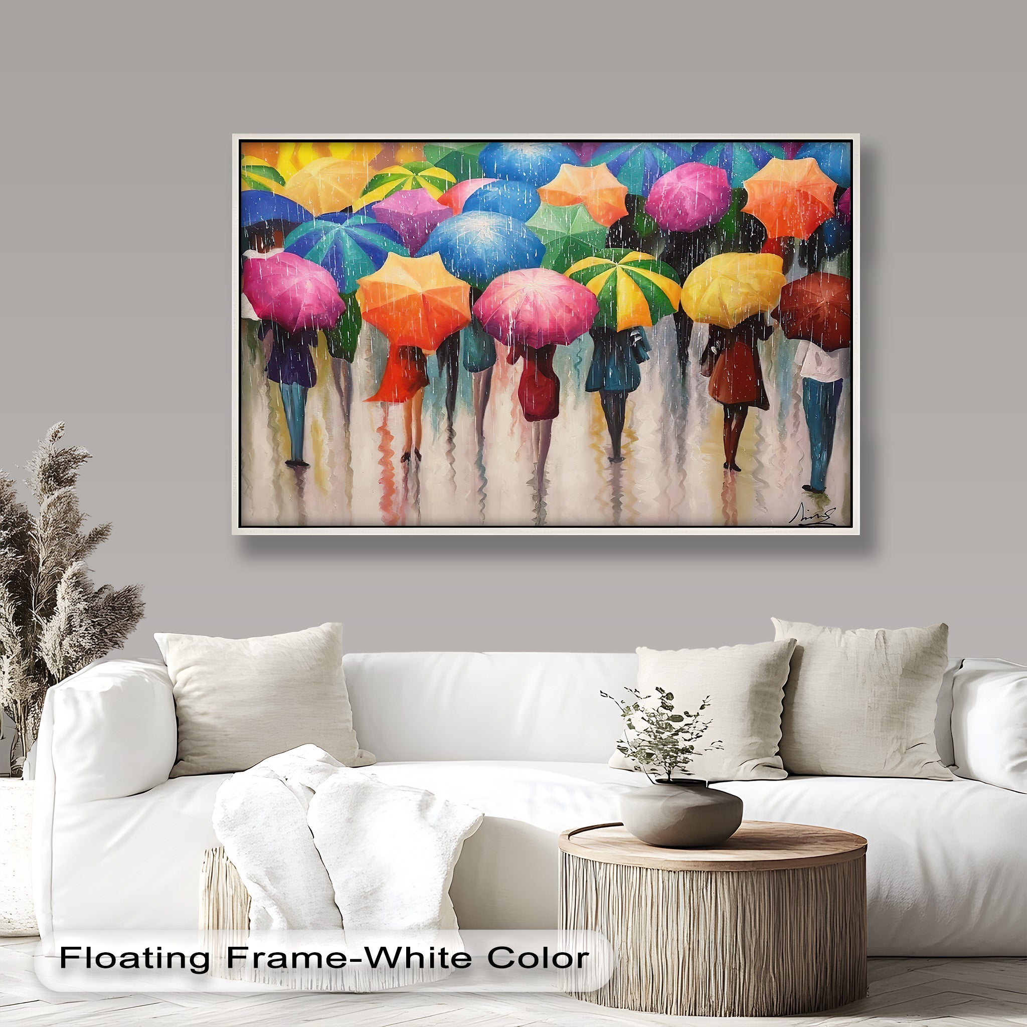Vibrant Abstract Oil Painting - City Rain Melody Artwork for Home Decor & Office Wall Art | Modern Canvas Painting for Living Room, Bedroom & Office Spaces