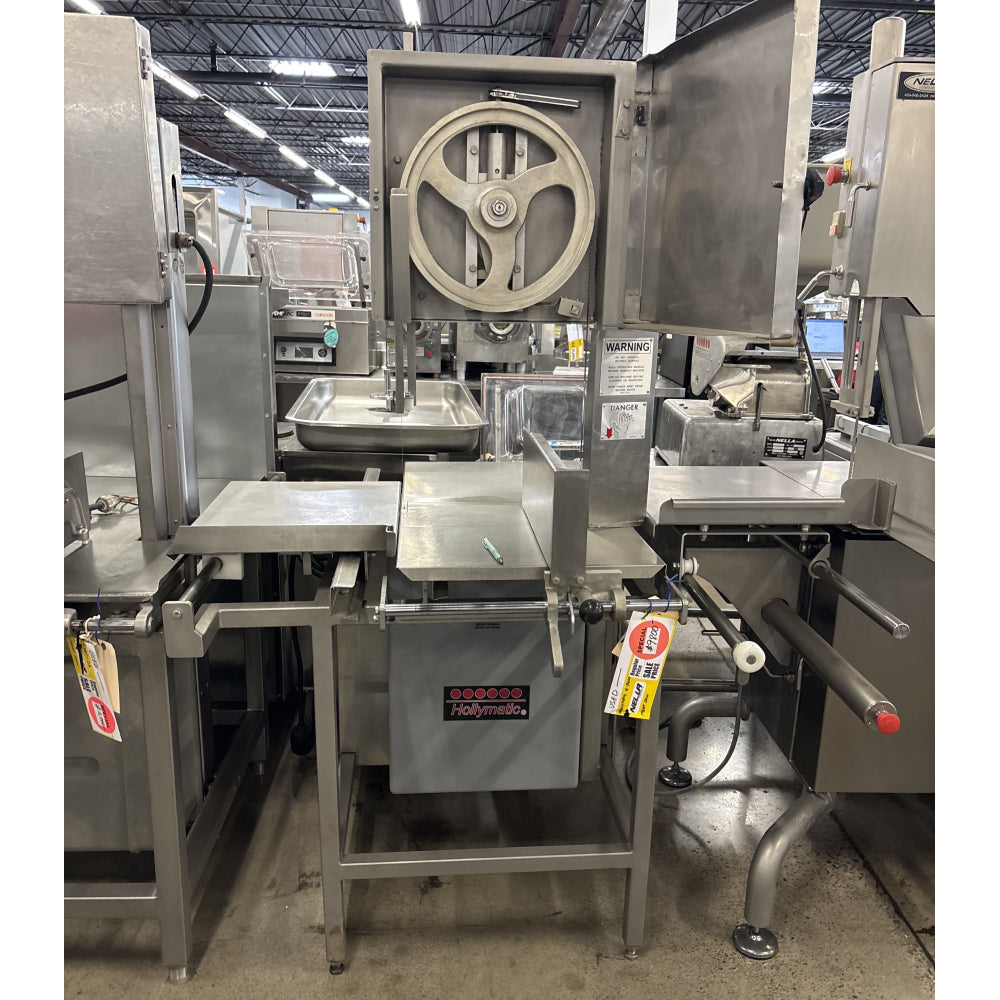 Used Hollymatic Hi Yield 16 5000 3 HP Commercial Meat Saw with 126 Blade - Perfect for Butcher Shops, Delis & Meat Processing Businesses
