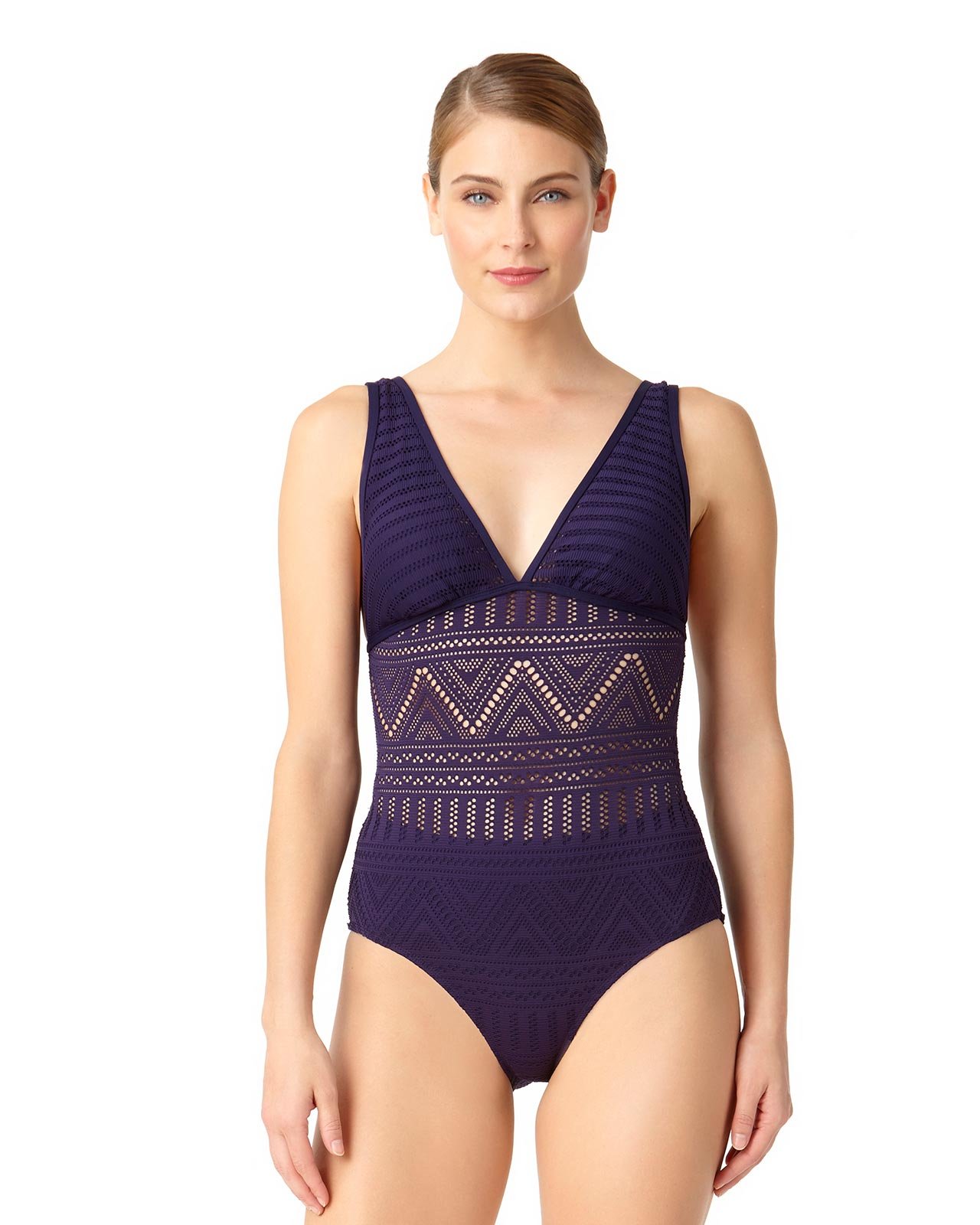 Anne Cole Women's Plus-Size Crochet Plunge One Piece Swimsuit - Sexy Swimwear for Beach, Pool & Vacation | Comfortable & Stylish Plus Size Bathing Suit