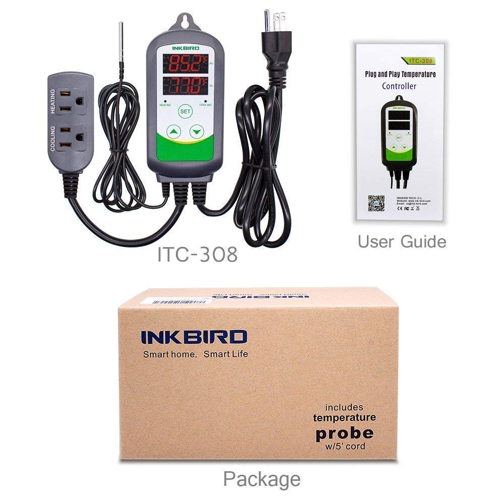 Inkbird ITC-308 Digital Temperature Controller & IHC-200 Humidity Controller Bundle - Perfect for Home Brewing, Greenhouse, and Reptile Terrarium Climate Control