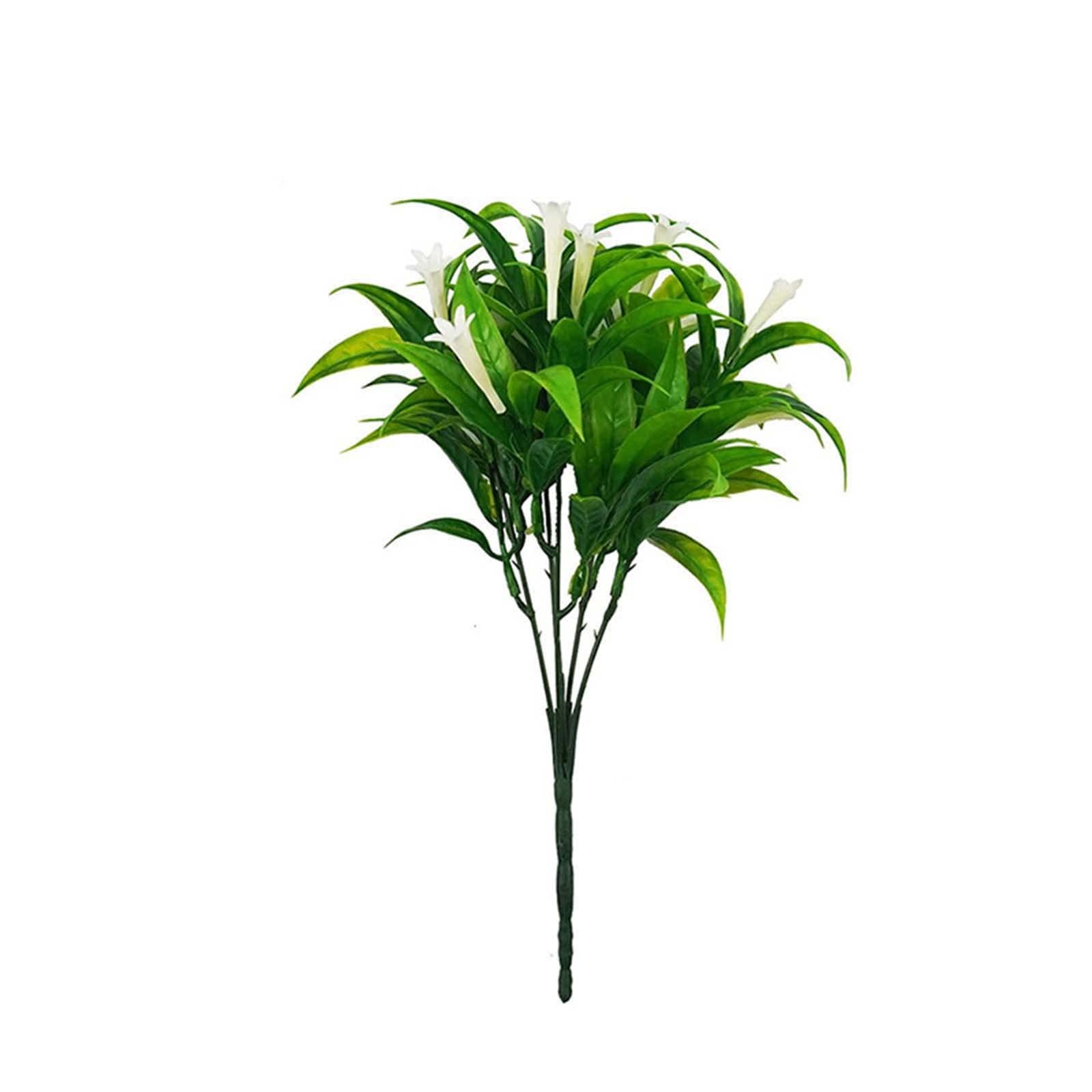 Artificial Plants Outdoor - Fake Tropical Flowers Morning Glory Shrubs, Plastic Greenery Fall Leaves for Farmhouse Decor, Hanging Planter & Front Porch - Realistic White Hydrangeas (Green, One Size) - Perfect for Patio, Garden & Home Decoration