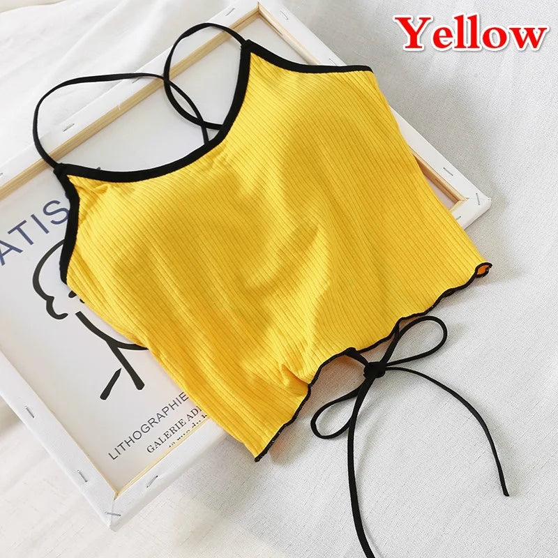 2023 Summer Slim Fit Open Back Sexy Crop Top for Women - Comfortable Strap Design & Solid Color Camisole - Perfect for Beach, Party & Casual Outfits