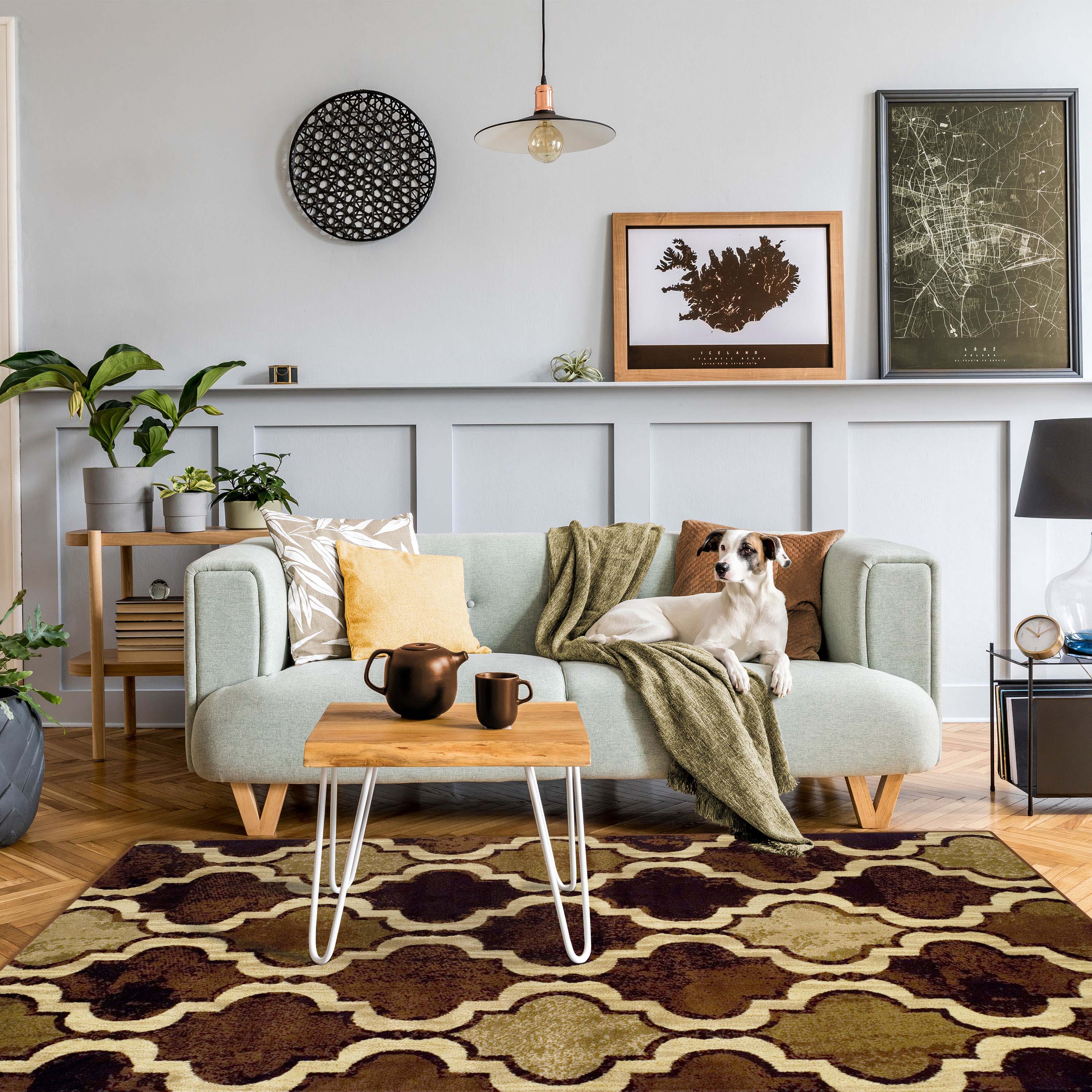 Viking Geometric Trellis Indoor Area Rug & Runner - Non-Slip Boho Chic Carpet for Living Room, Bedroom, Hallway - Perfect for Nordic Home Decor & Cozy Spaces