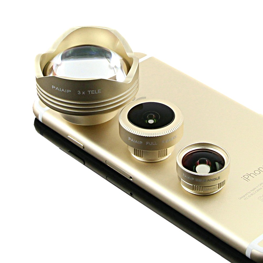 Ultra HD 4-in-1 Professional Phone Lens Kit - 180° Fisheye Lens, 0.63x Wide Angle Lens, 15x Macro Lens & 3x Telephoto Lens with Universal Clip for iPhone 5S/SE/6/6S Plus, Samsung S6/S7 Edge - Perfect for Travel Photography, Vlogging & Close-up Shots