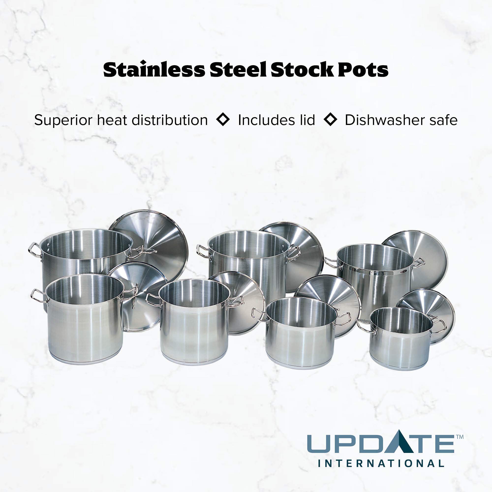 Update International SPS-20 20-Quart Silver Induction Stock Pot - Professional Commercial Kitchen Cookware for Soup, Stew & Large Batch Cooking