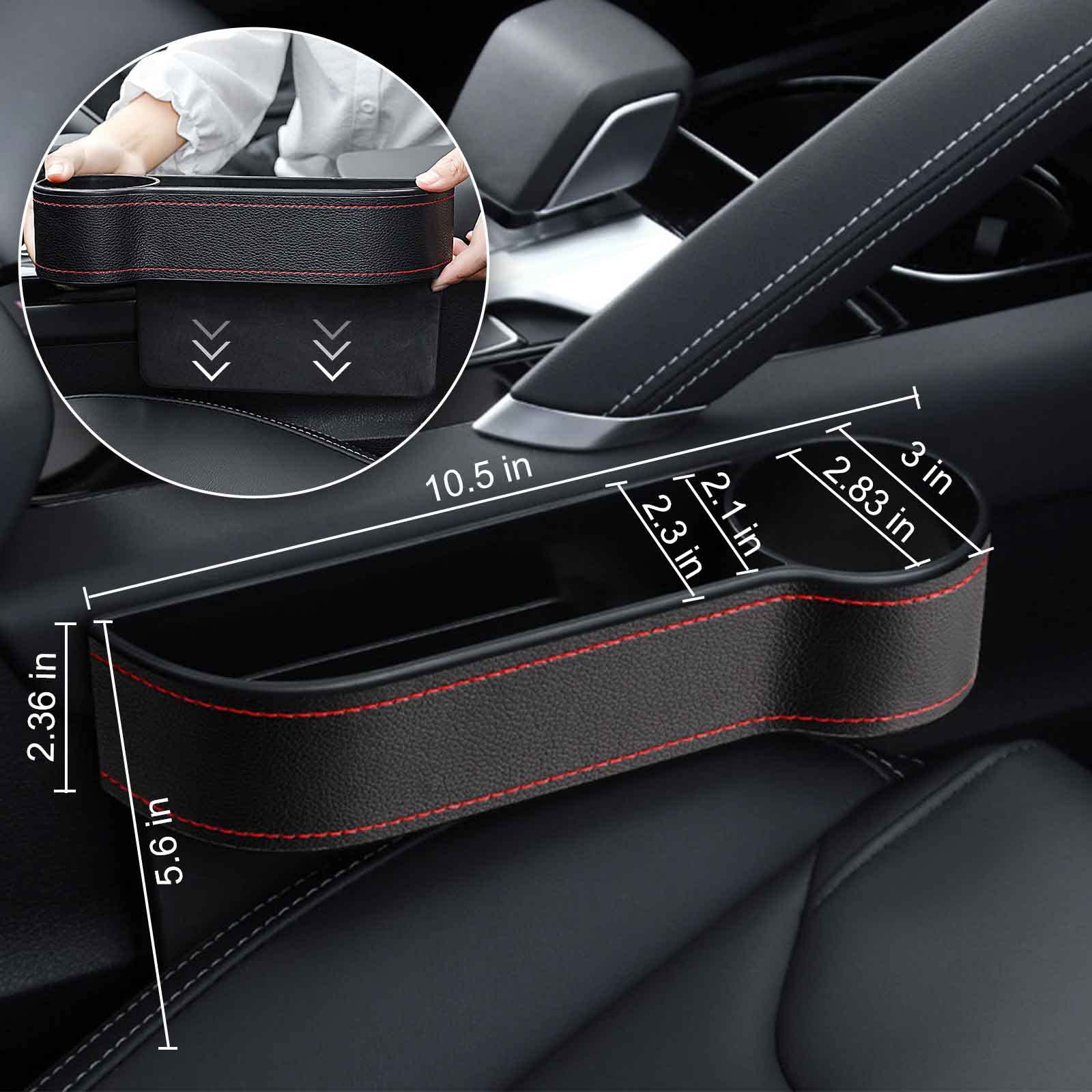 Premium Car Seat Gap Filler (2-Pack) - Multifunctional Leather Car Seat Organizer for Phones, Keys & Small Items | Safe & Stylish Storage Solution Between Seats & Console | Perfect for Road Trips, Commuting & Family Travel